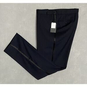 Alton Lane Men's 36x33 Tailored Fit Tuxedo Pants Solid Dark Blue NEW